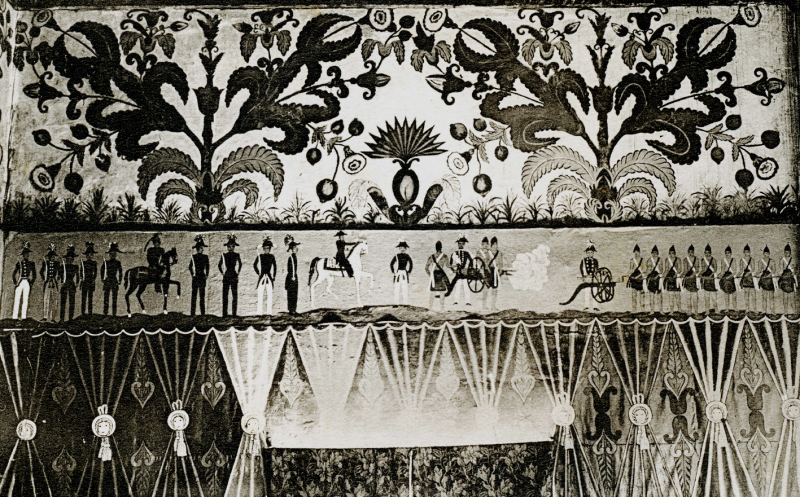 Figure 5: Scenes painted in the main salon of Radama’s palace Tranovola (from Boudry 1933 plate XI)