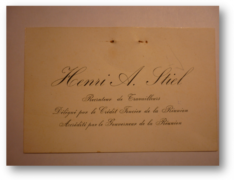 Document 3 : Carte de visite utilisée par Henri Stiel en 1903 pour ses opérations d’engagement