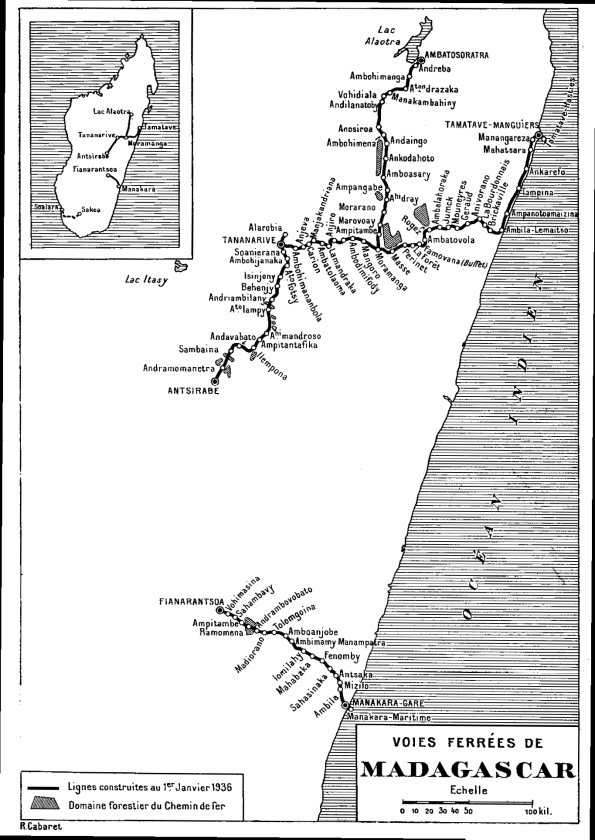 Document 4 : Les chemins de fer malgaches en 1936 (le tracé a commencé sous Gallieni)