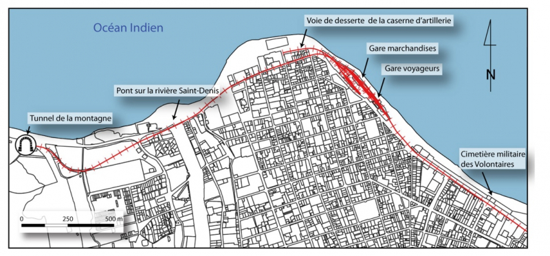 Fig. 2 : Le réseau ferré de Saint-Denis reconstitué