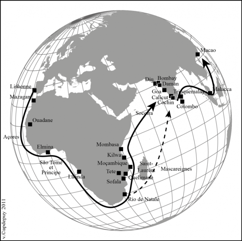 Figure 12 : Les routes portugaises vers l’Inde (XVIe siècle)