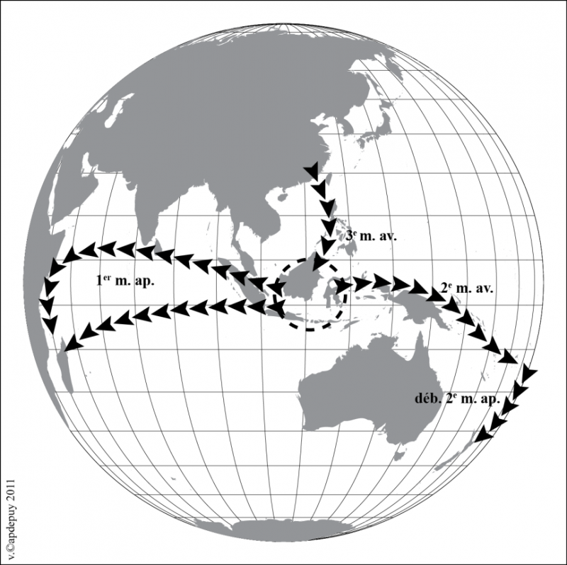 Figure 9 : Les migrations austronésiennes