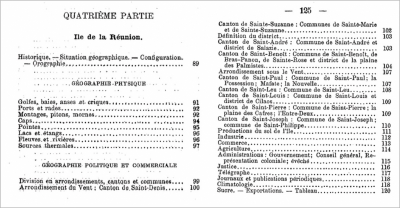 Illustration II : Plan de l’ouvrage de C. Mathieu, 1884, Petite géographie de l’Afrique en général et des possessions françaises de la côte orientale en particulier