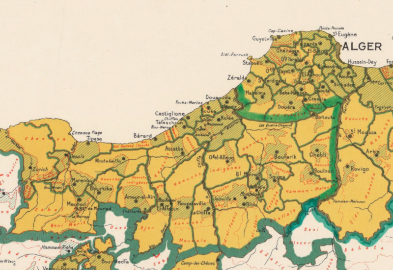Extrait de la carte du département d’Alger, dressée par ordre de Marcel Peyroutton, Gouverneur général de l’Algérie, 1943