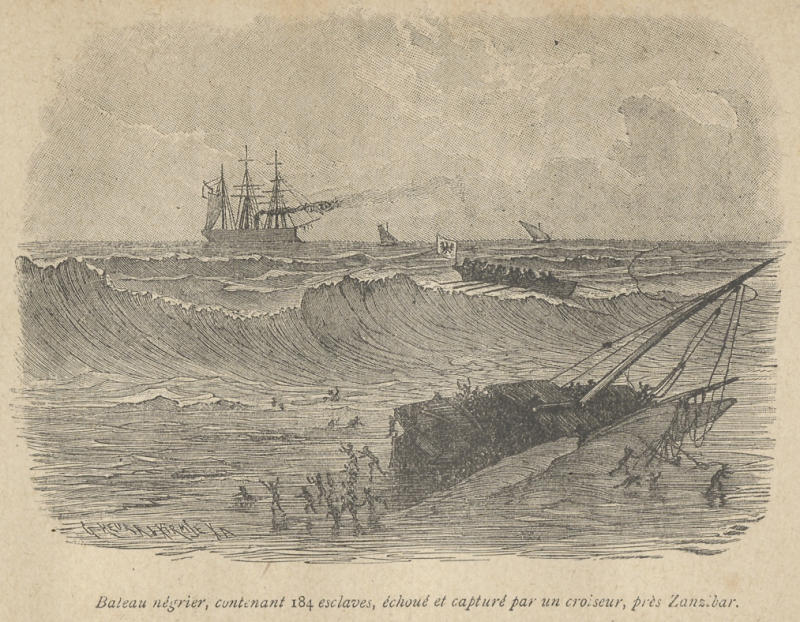 Document 2 : « Bateau négrier, contenant 184 esclaves, échoué et capturé par un croiseur, près de Zanzibar »