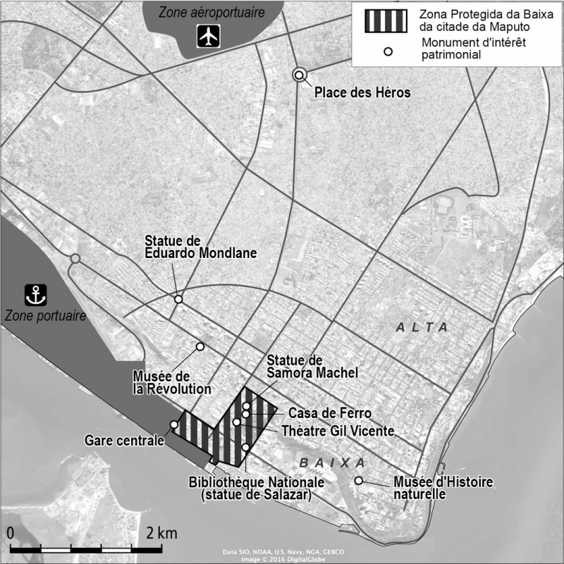 Carte 1 : La valorisation patrimoniale à Maputo